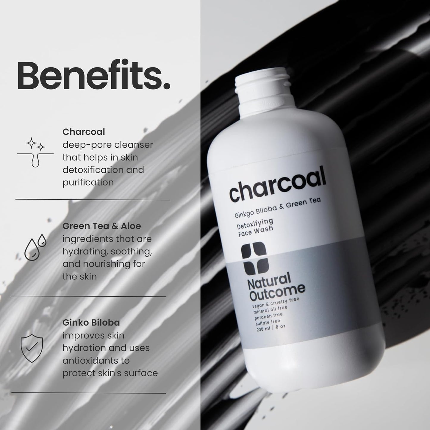Limpiador facial con carbón activado - 8 fl. oz.
