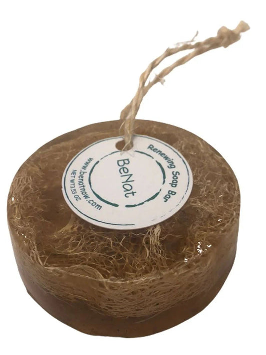 Jabón Renovador con Lufa de manzanilla, miel y aceite de coco